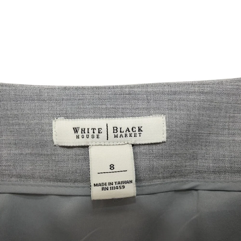 WHBM Gray Pleated Hem Pencil Skirt Corporate Chic Size 8
